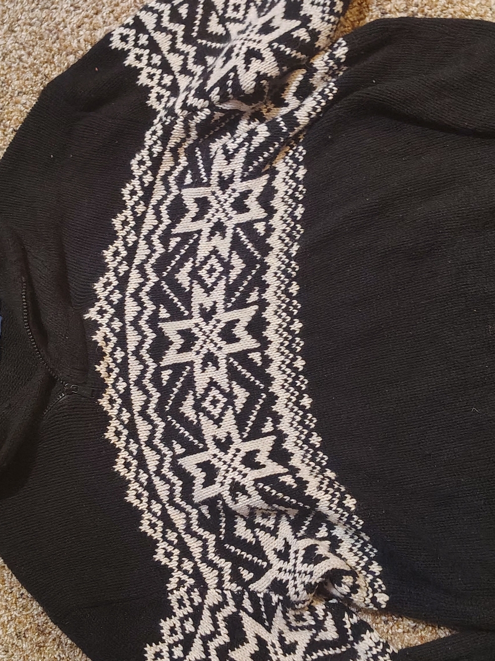 Ralph Lauren Black Sweater with Cream Fair Isle Yoke
